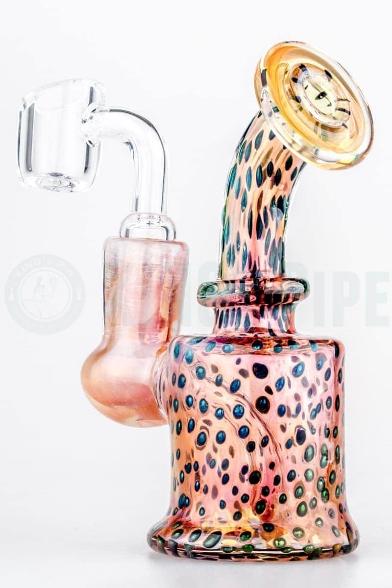 Pink Leopard Fumed Mini Dab Rig by Nova Glass