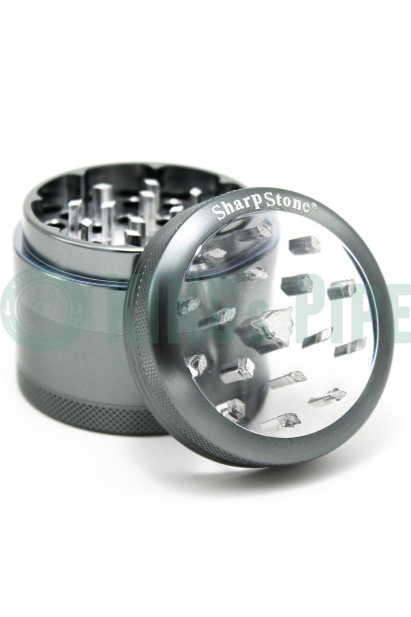 Sharp Stone - 2.2&quot; Medium Clear Top V2 Grinder Grey