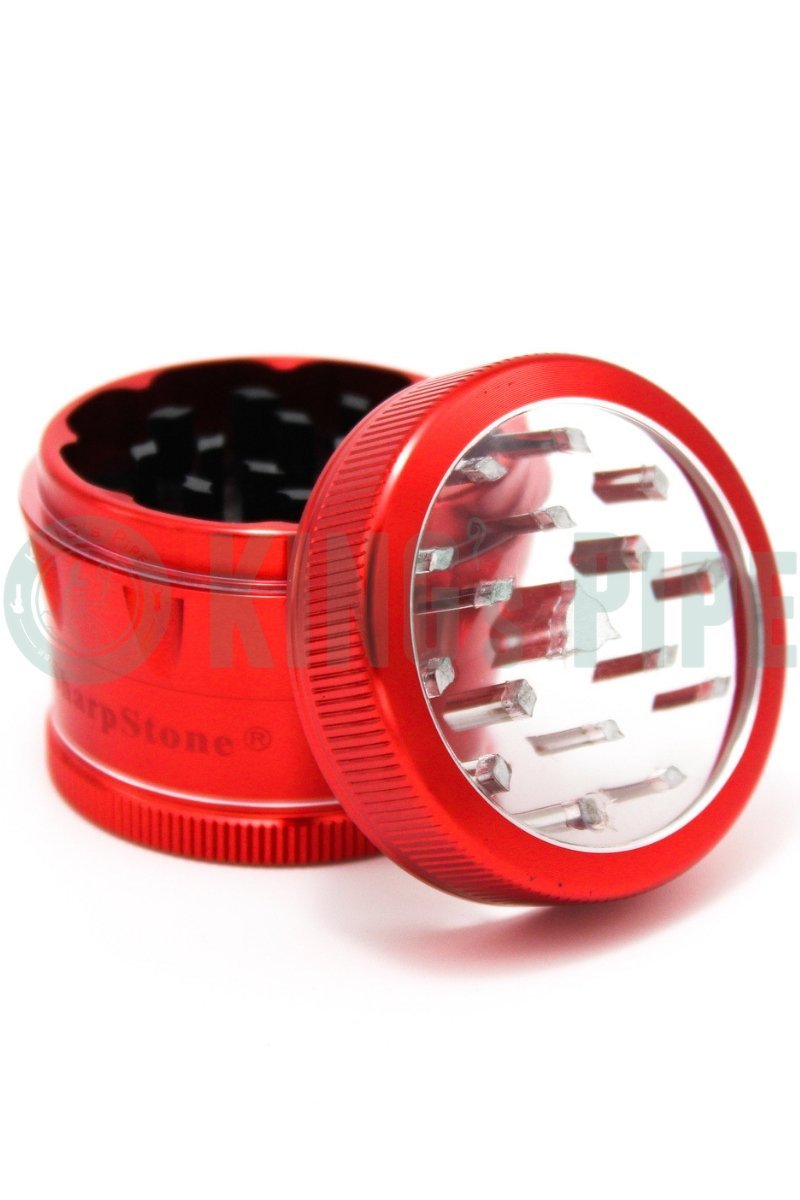 Sharp Stone - 2.2&quot; Medium Clear Top V2 Grinder Red