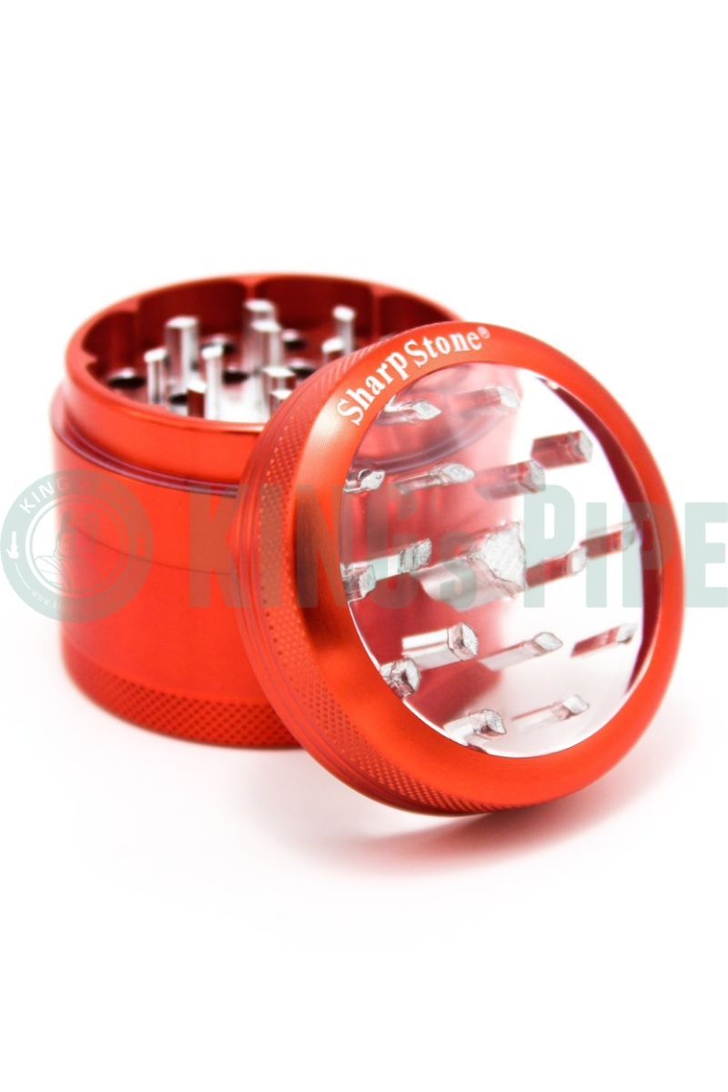 Sharp Stone - 2.5&quot; Large Clear Top V2 Grinder Red