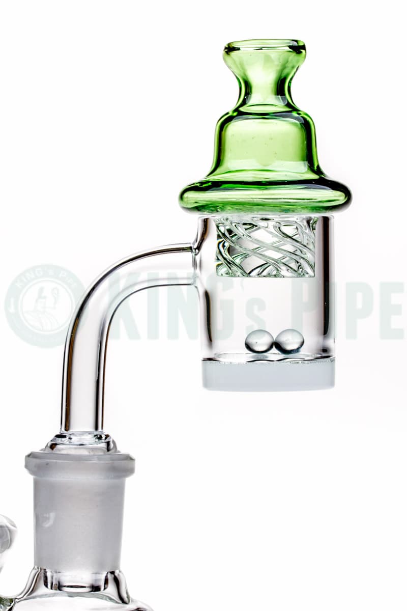 Spinner Carb Cap + Quartz Flat Top Banger + 2 Terp Pearls Green